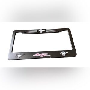 Mustang Stainless Steel Black License Plate Frame Car Truck Logo Stand. Hardware